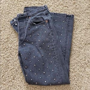 Levi’s 501 Gray Studded Jeans - image 1